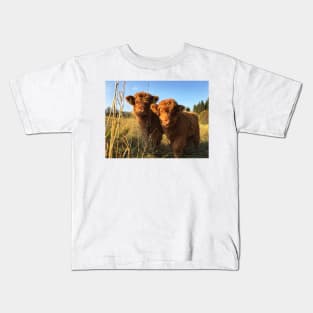 Scottish Highland Cattle Calves 1988 Kids T-Shirt